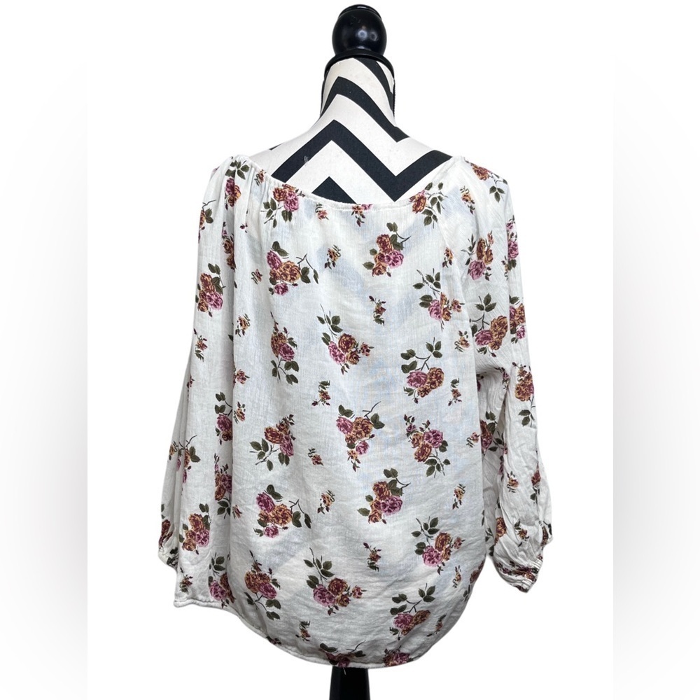 Denim & Supply Ralph Lauren RL Boho Floral Cottagecore Sz M Puff-Sleeve Blouse - Picture 2 of 12